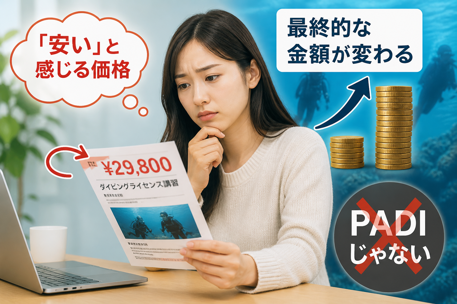 はじめての講習名が分かりにくい理由

ダイビングの講習は、ショップによって「初心者講習」「初級者講習」「◯◯ダイバー」「体験からステップアップ形式」など、 さまざまな名称で案内されています。

はじめての方にとっては、次の点が分かりにくく感じてしまうことがあります。

どこまで潜れる資格なのか
正式なダイビング資格なのか
将来も使える資格なのか
OWDは「最初に取得する正式なダイビング資格」